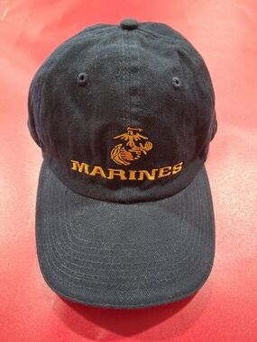 Marines Embroidered Logo Baseball Cap - Black USMC